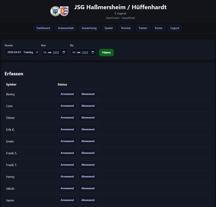 Anwesenheitserfassung mit einfacher Auswahl